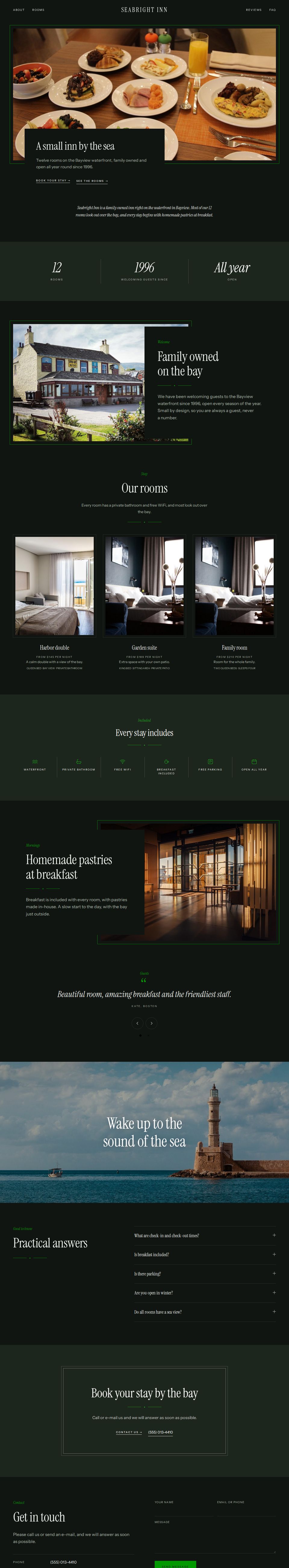 Seabright Inn — the new website, the whole page