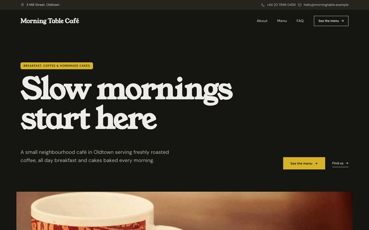 Bold style — café website